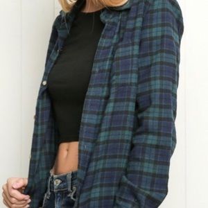 Brandy Melville green and navy blue flannel.